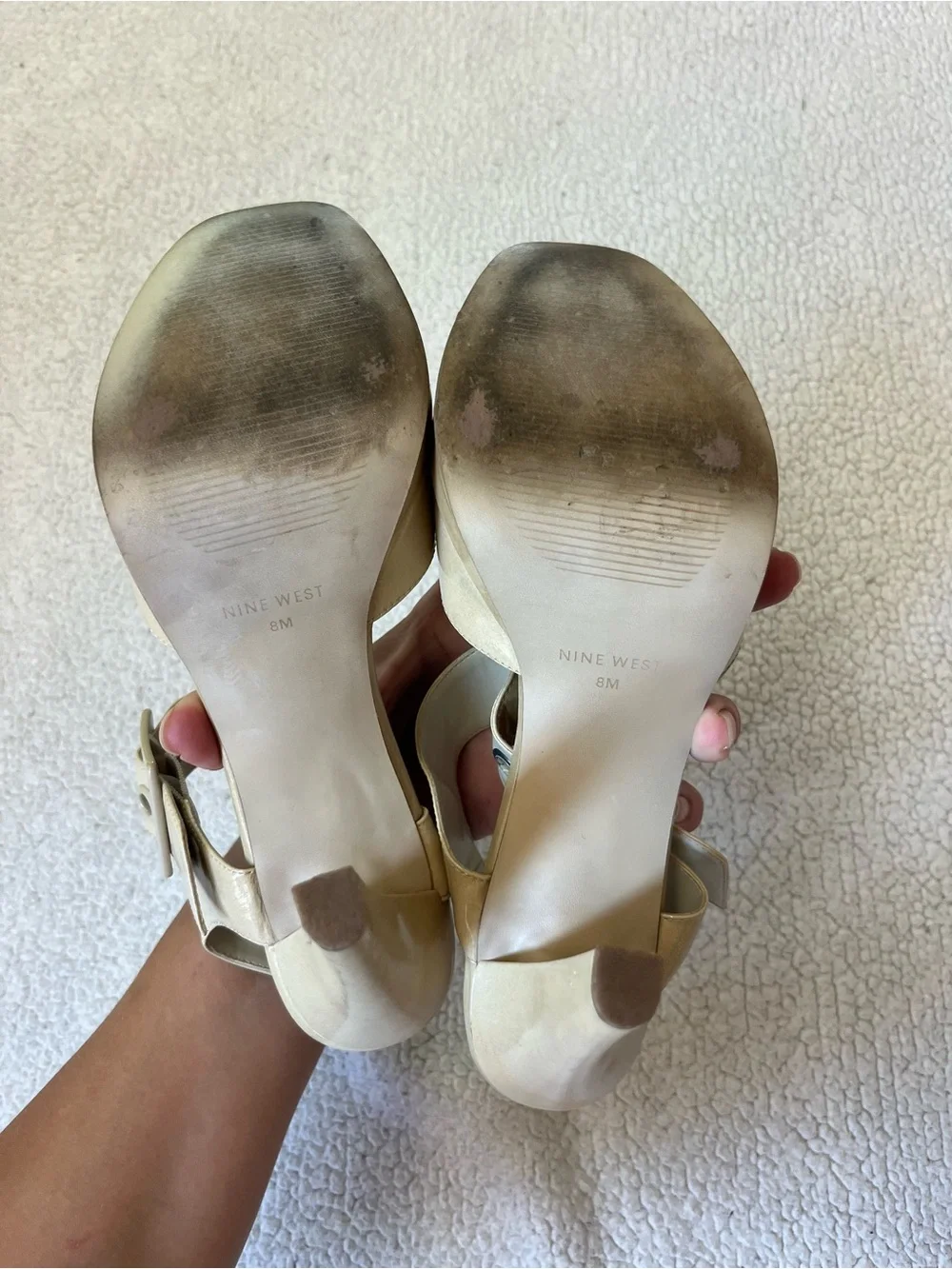 Y2K Nine West Buckle Cream High Heels 8 Womens